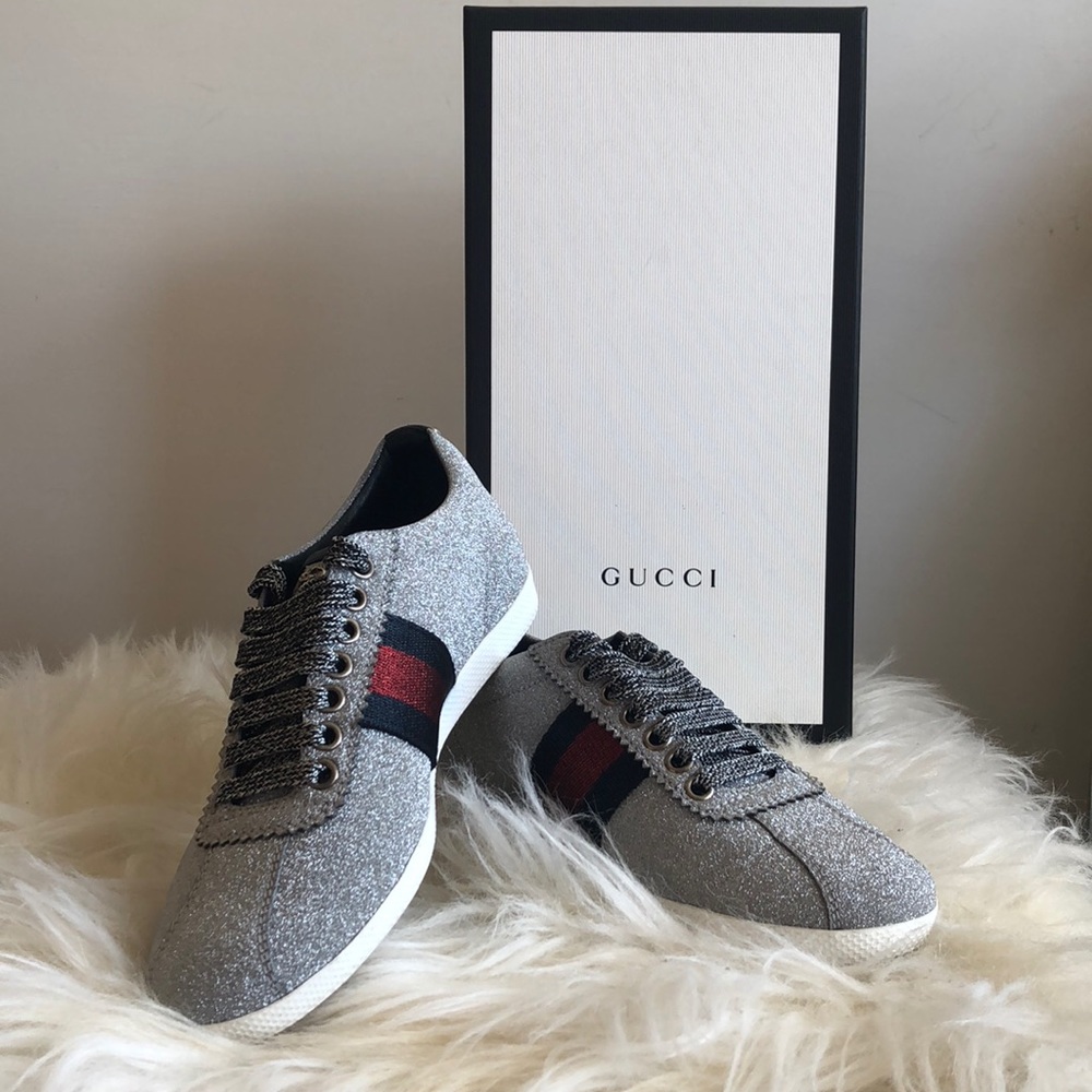 SOLD!!! Authentic Gucci Glitter Web Sneakers